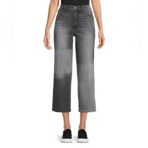 JOE’S Jeans Bentina High Rise Wide Leg Denim Black Color Block Cropped Size 30